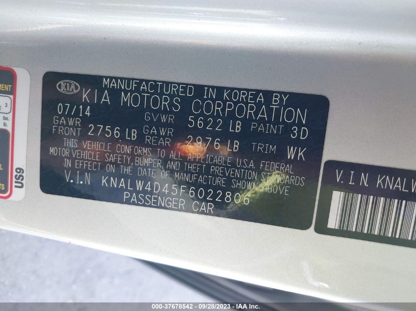 2015 KIA K900 LUXURY - KNALW4D45F6022806