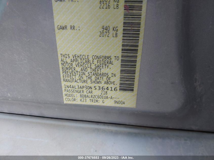 2013 NISSAN ALTIMA 2.5 S - 1N4AL3AP3DN536416