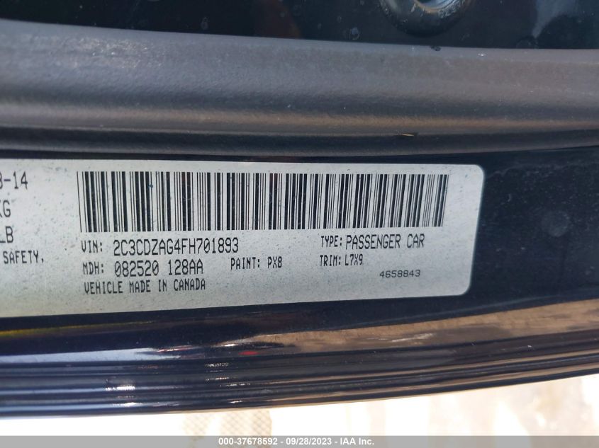 2015 DODGE CHALLENGER SXT - 2C3CDZAG4FH701893