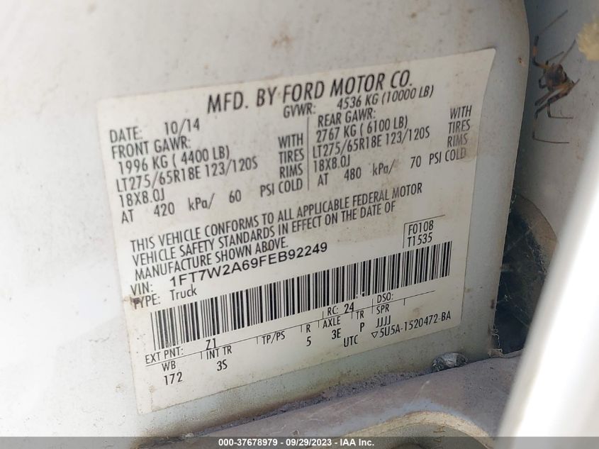 2015 FORD SUPER DUTY F-250 SRW XL/XLT/LARIAT/KING RANCH - 1FT7W2A69FEB92249