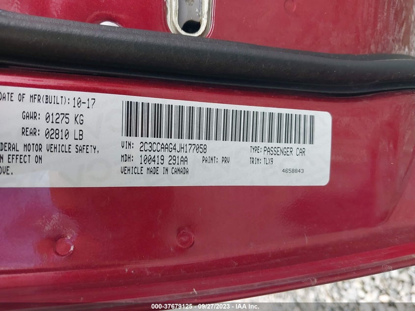 VIN 2C3CCAAG4JH177058 2018 CHRYSLER 300 TOURING L