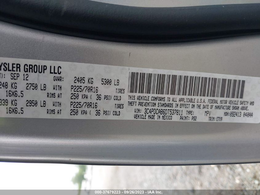 2013 DODGE JOURNEY SE - 3C4PDCAB6DT537811