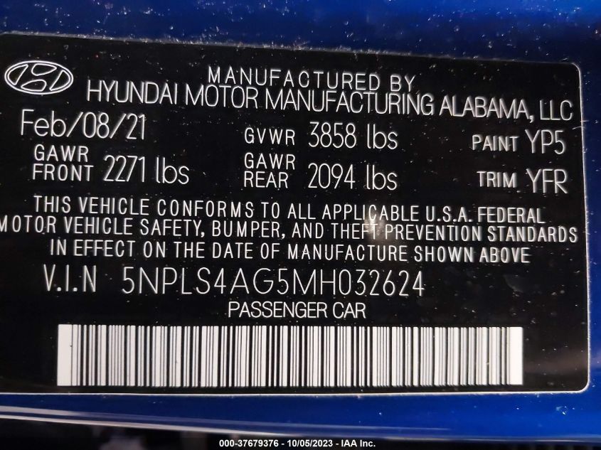 5NPLS4AG5MH032624 Hyundai Elantra SEL 9