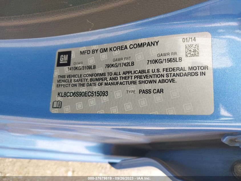 2014 CHEVROLET SPARK LT - KL8CD6S90EC515093