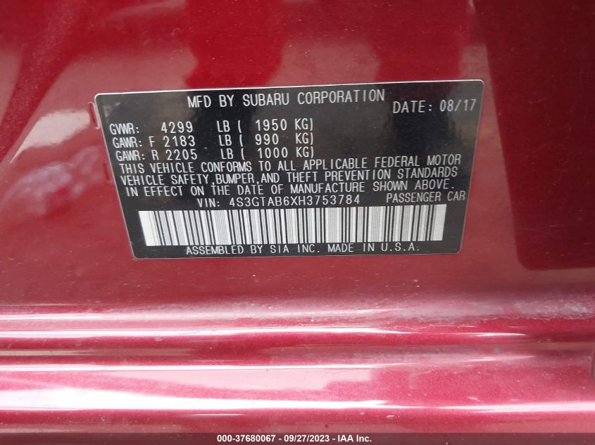 2017 SUBARU IMPREZA PREMIUM - 4S3GTAB6XH3753784