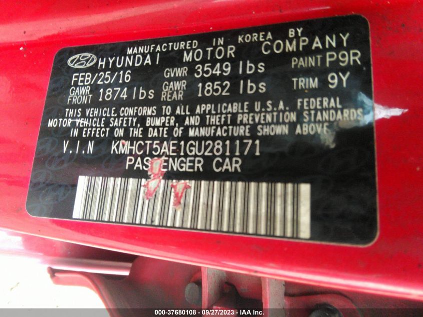 2016 HYUNDAI ACCENT SE - KMHCT5AE1GU281171