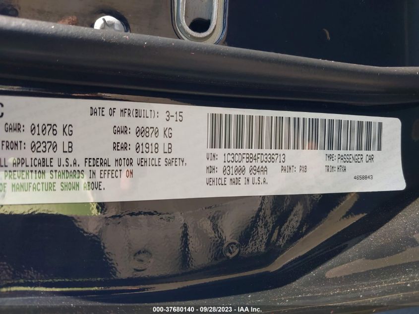 2015 DODGE DART SXT - 1C3CDFBB4FD336713