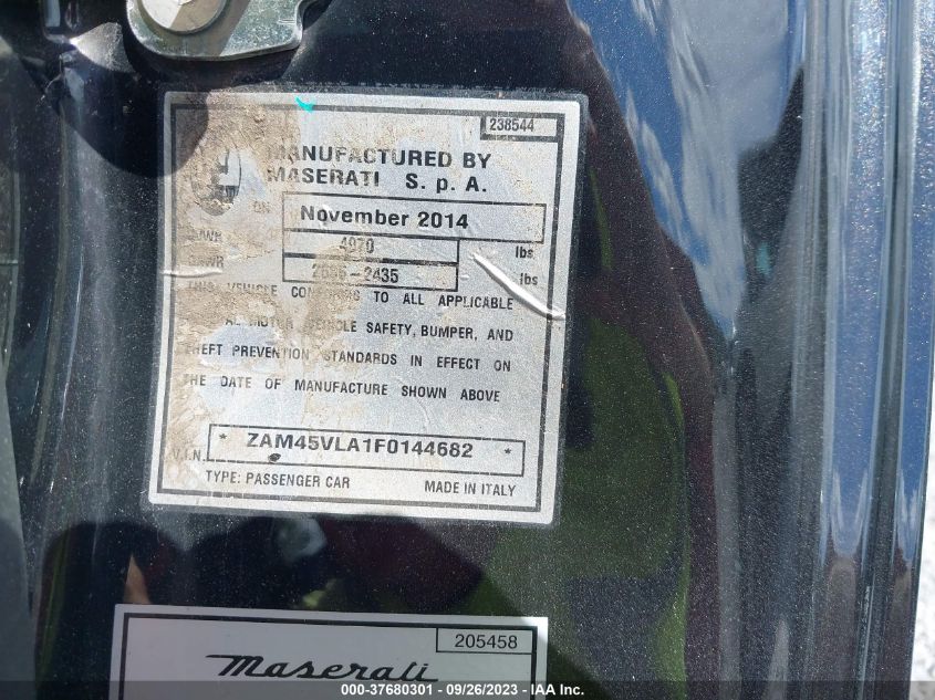 2015 MASERATI GRANTURISMO MC/SPORT/MC CENTENNIAL ZAM45VLA1F0144682