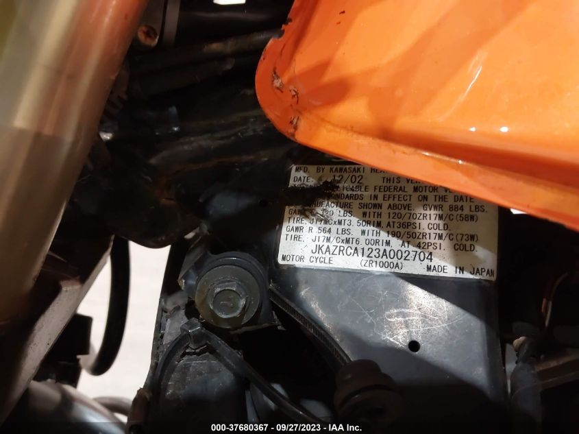 2003 KAWASAKI ZR1000 A1 - JKAZRCA123A002704