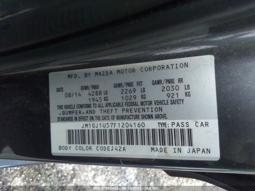 2015 MAZDA MAZDA6 I SPORT - JM1GJ1U57F1204160