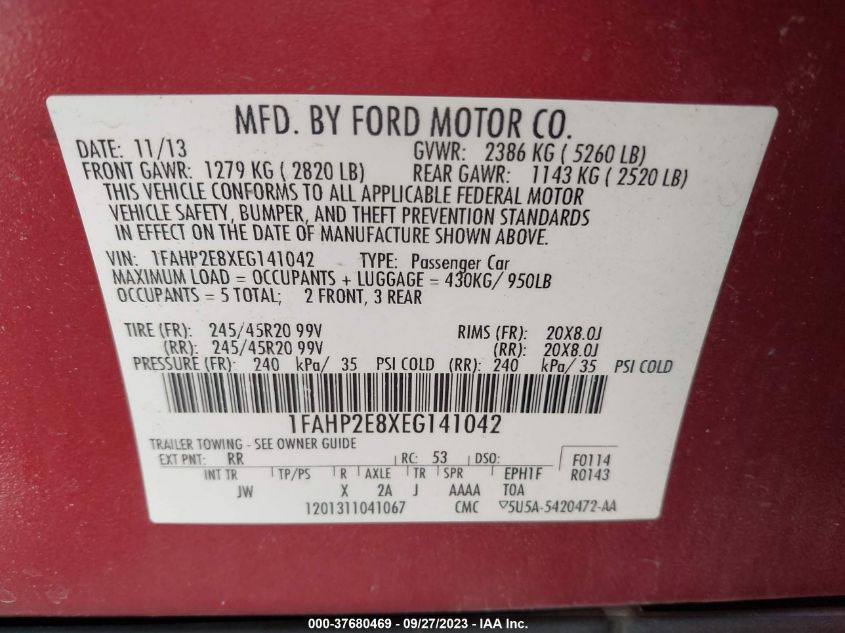 2014 FORD TAURUS SEL - 1FAHP2E8XEG141042