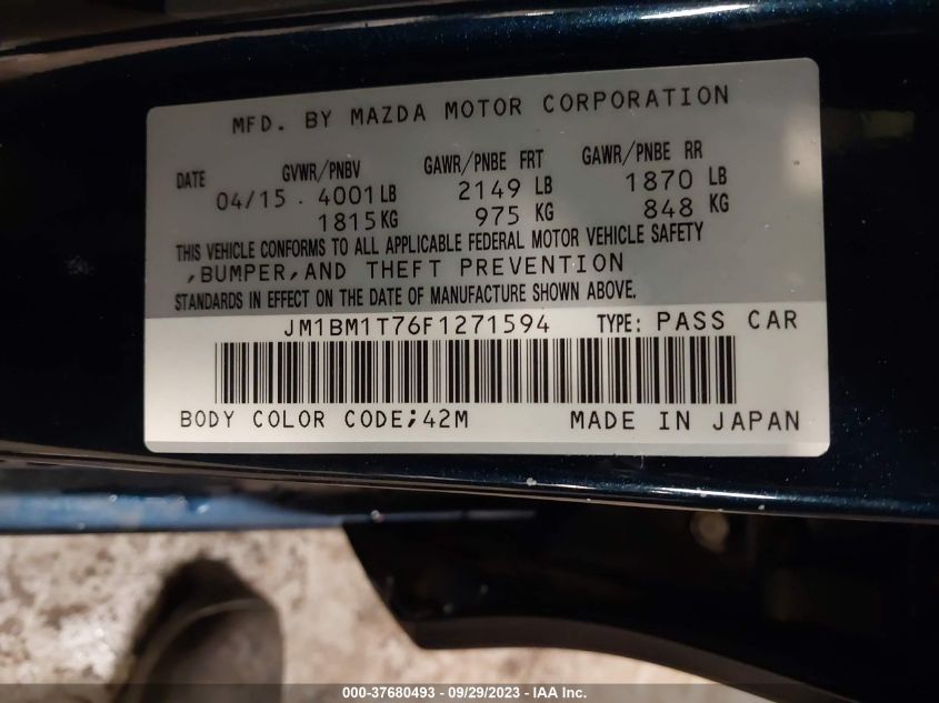 2015 MAZDA MAZDA3 I SV - JM1BM1T76F1271594
