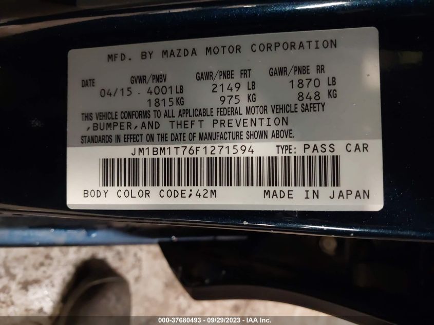 VIN JM1BM1T76F1271594 2015 MAZDA MAZDA3 no.9