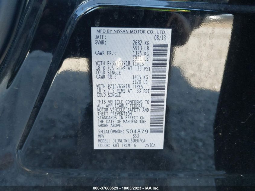 2014 INFINITI QX60 - 5N1AL0MM0EC504879