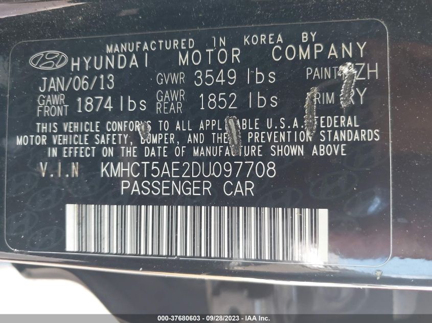 2013 HYUNDAI ACCENT GS - KMHCT5AE2DU097708