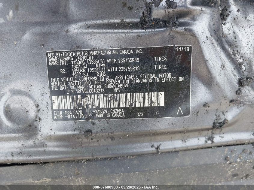2020 TOYOTA RAV4 XLE PREMIUM - 2T3C1RFV6LC043213