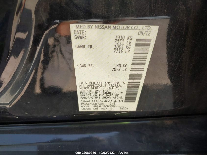 2013 NISSAN ALTIMA 2.5 SV - 1N4AL3AP6DN426430