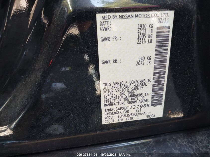 2013 NISSAN ALTIMA 2.5 S - 1N4AL3APXDC227988