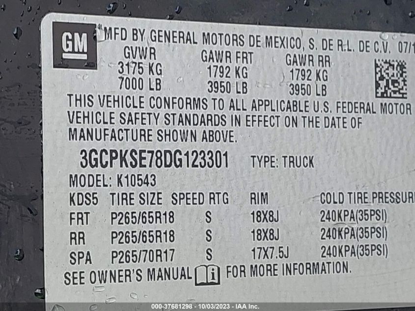 2013 CHEVROLET SILVERADO 1500 LT - 3GCPKSE78DG123301