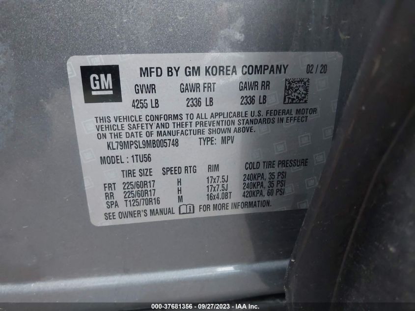 2021 CHEVROLET TRAILBLAZER LT - KL79MPSL9MB005748