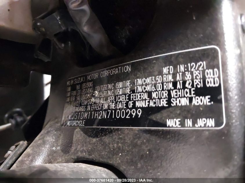 2022 SUZUKI GSX-R1000 R JS1DM11H2N7100299