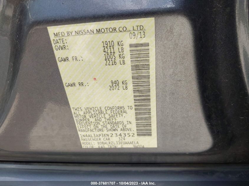 2014 NISSAN ALTIMA 2.5 S - 1N4AL3AP3EN234352