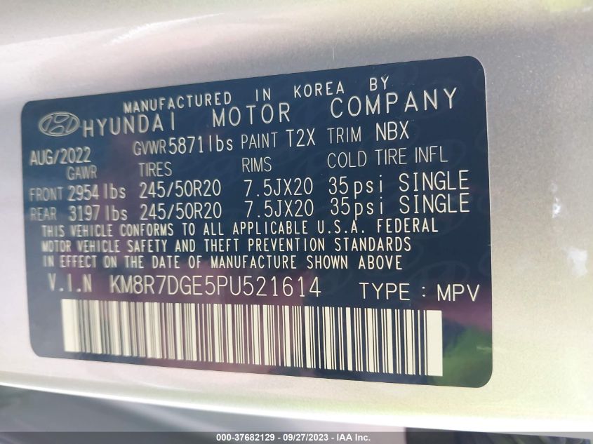 KM8R7DGE5PU521614 Hyundai Palisade CALLIGRAPHY 9