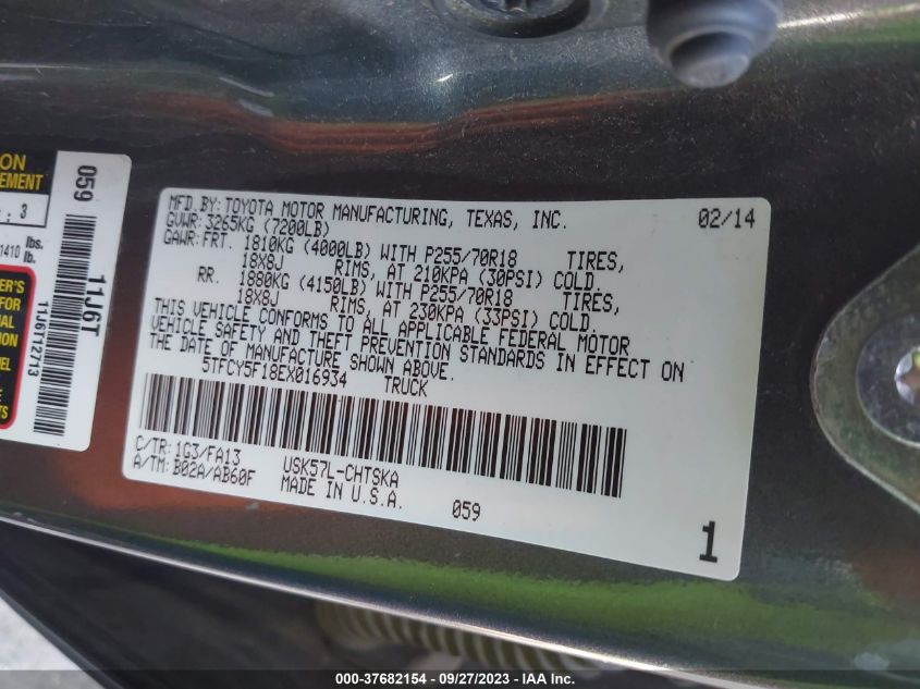2014 TOYOTA TUNDRA 4WD TRUCK SR/SR5 5TFCY5F18EX016934