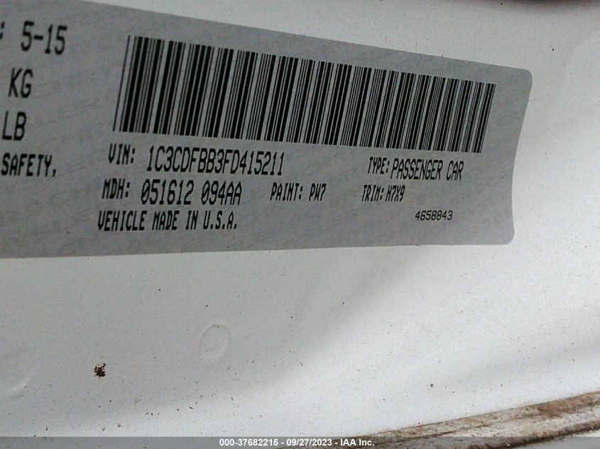 2015 DODGE DART SXT - 1C3CDFBB3FD415211