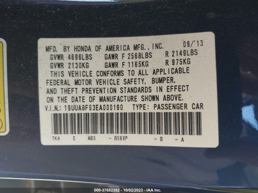 2014 ACURA TL TECH - 19UUA8F53EA000190