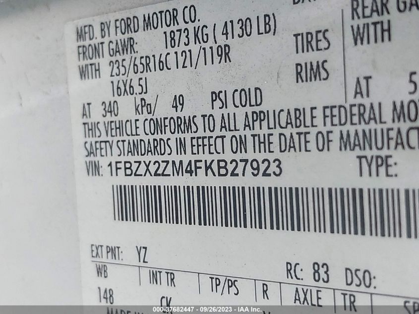 2015 FORD TRANSIT WAGON XL/XLT - 1FBZX2ZM4FKB27923