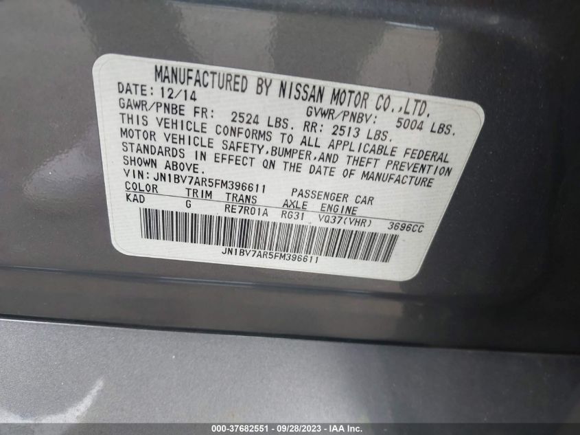 2015 INFINITI Q50 PREMIUM - JN1BV7AR5FM396611