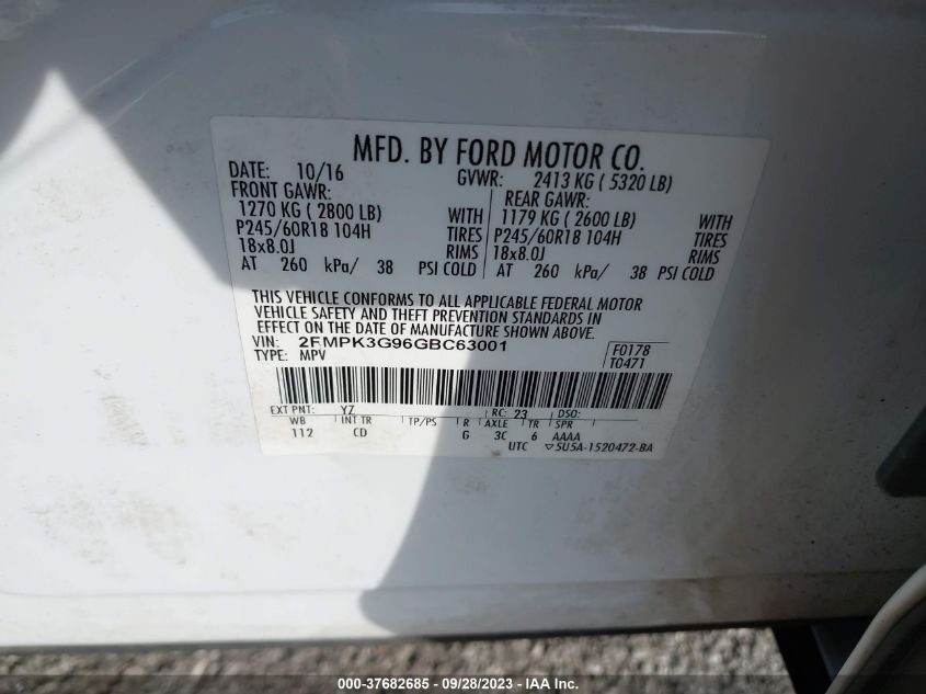 2016 FORD EDGE SE - 2FMPK3G96GBC63001