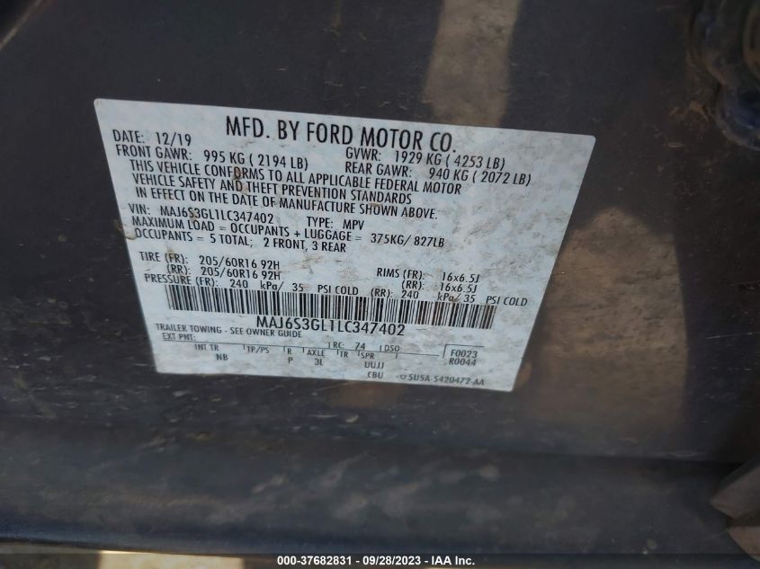 2020 FORD ECOSPORT SE - MAJ6S3GL1LC347402
