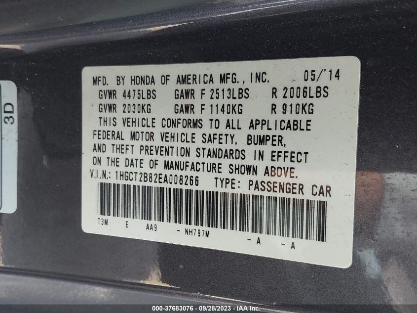 2014 HONDA ACCORD COUPE EX-L 1HGCT2B82EA008266
