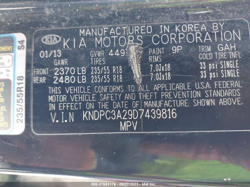 2013 KIA SPORTAGE EX - KNDPC3A29D7439816