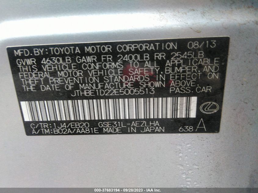 2014 LEXUS IS 350 - JTHBE1D22E5005513