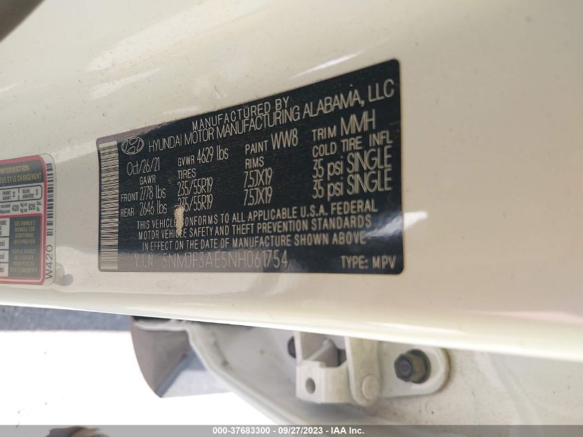 2022 HYUNDAI TUCSON SEL - 5NMJF3AE5NH061754