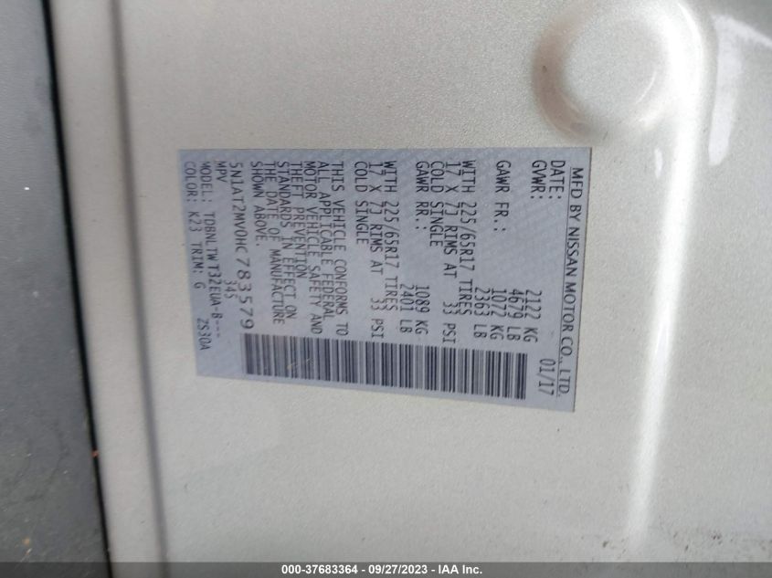 2017 NISSAN ROGUE SV - 5N1AT2MV0HC783579