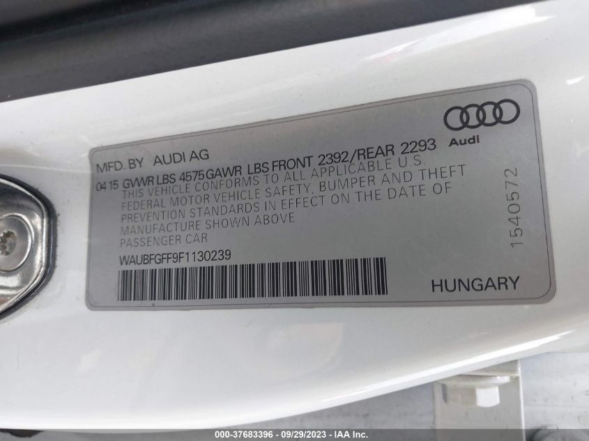 2015 AUDI S3/A3 2.0T PREMIUM WAUBFGFF9F1130239