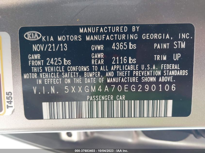 2014 KIA OPTIMA LX - 5XXGM4A70EG290106