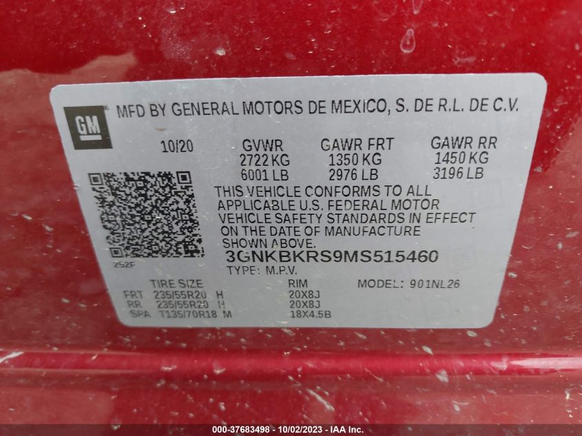 2021 CHEVROLET BLAZER RS - 3GNKBKRS9MS515460