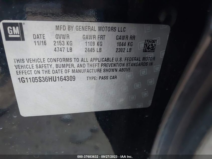 2017 CHEVROLET IMPALA LT - 1G1105S36HU164309
