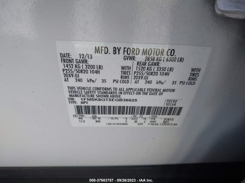 2014 FORD EXPLORER SPORT - 1FM5K8GT5EGB36925