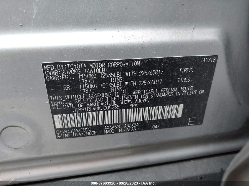 2019 TOYOTA RAV4 LE - JTMH1RFV0KJ005235