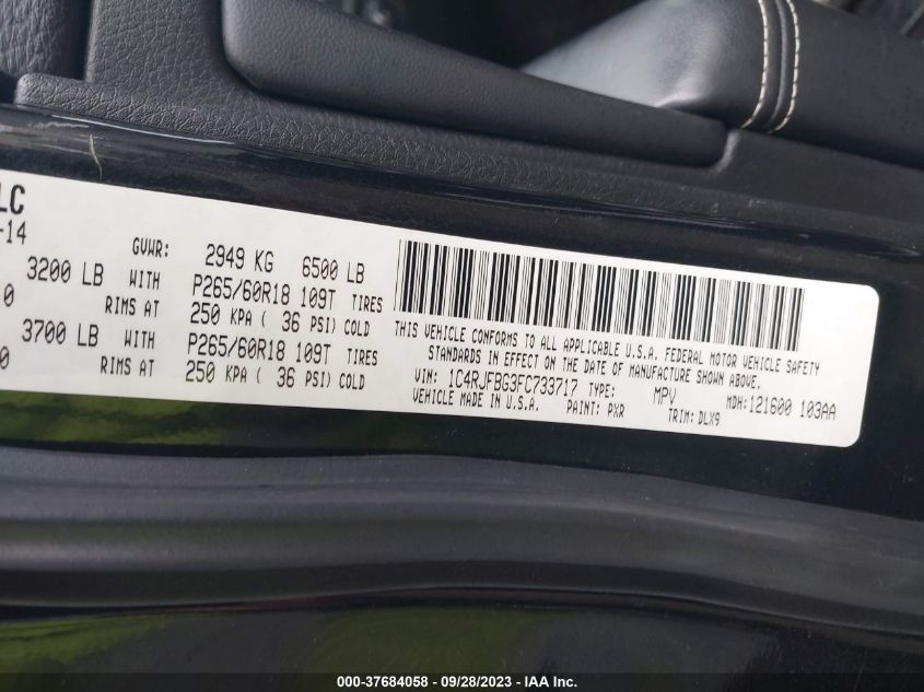 2015 JEEP GRAND CHEROKEE LIMITED - 1C4RJFBG3FC733717