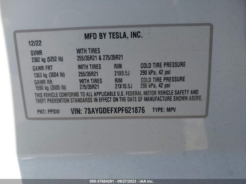 7SAYGDEFXPF621876 Tesla Model Y   9