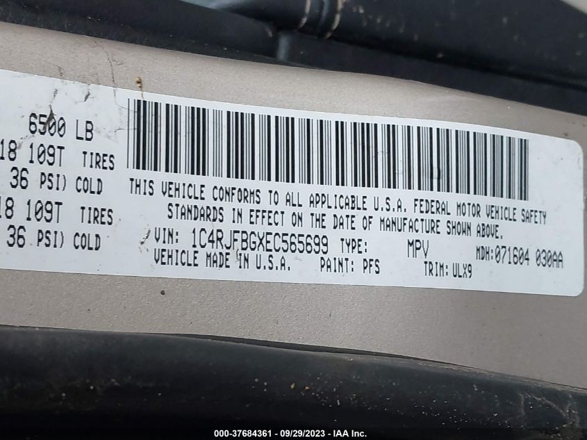 2014 JEEP GRAND CHEROKEE LIMITED - 1C4RJFBGXEC565699