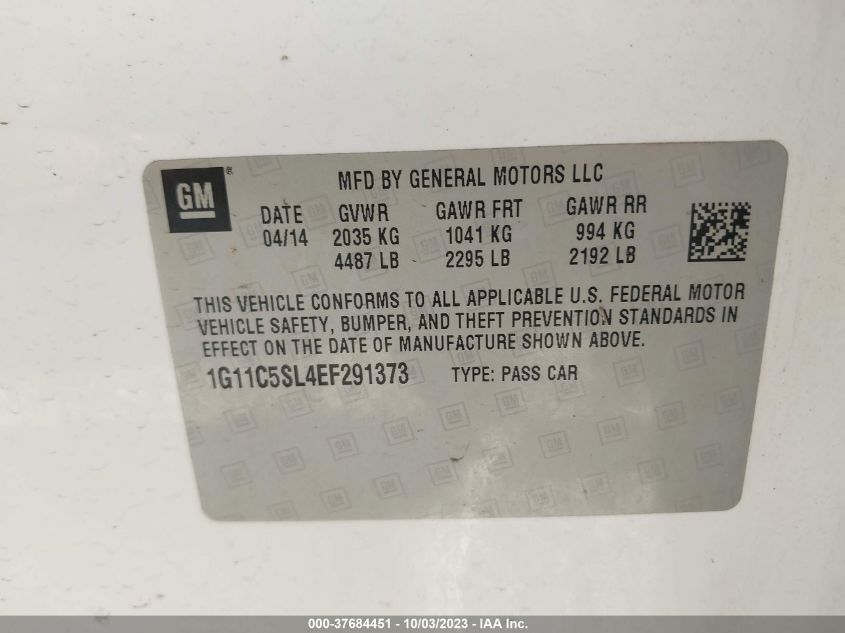 2014 CHEVROLET MALIBU LT - 1G11C5SL4EF291373