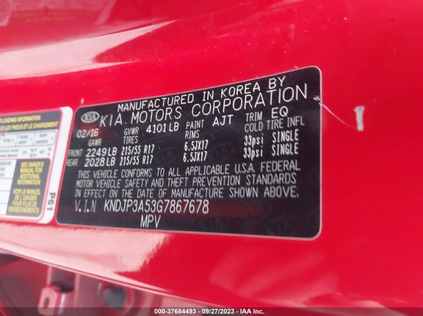 2016 KIA SOUL + - KNDJP3A53G7867678